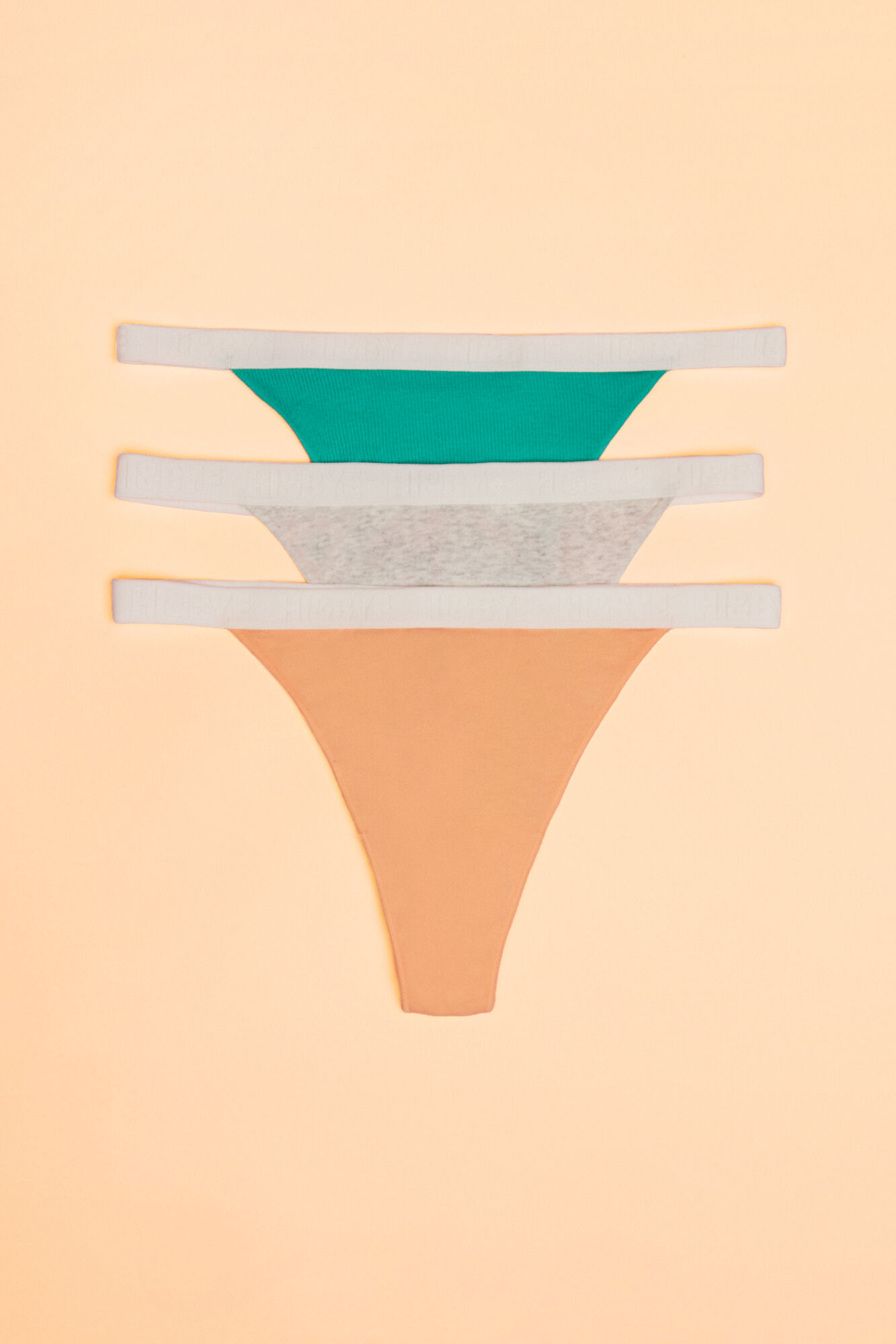 HI&BYE Pack 3 tangas algod&atilde;o laranja, verde e cinzento