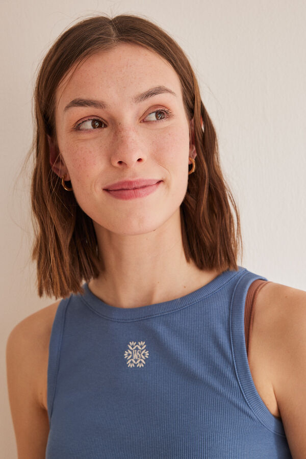 Women'secret Camiseta tirantes algod&oacute;n azul azul