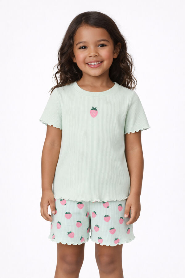 Name it T-shirt manga curta em canelado para menina azul