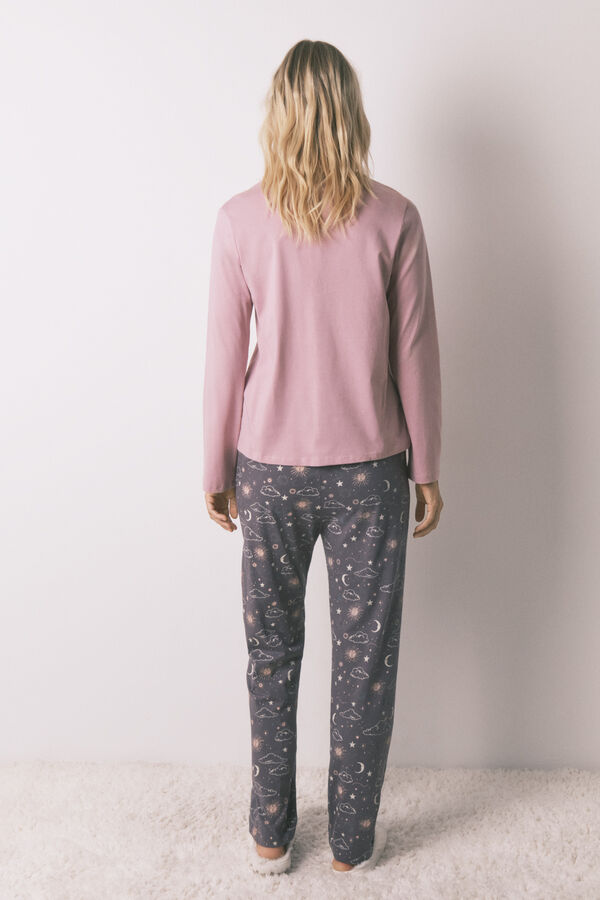 Women'secret Pantal&oacute;n largo 100% algod&oacute;n estampado astral gris