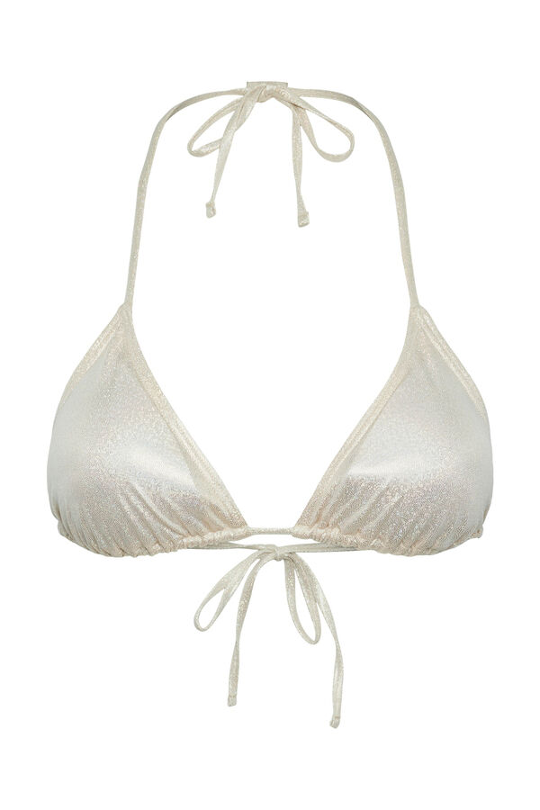 Pieces Top de bikini triangular metalizado blanco