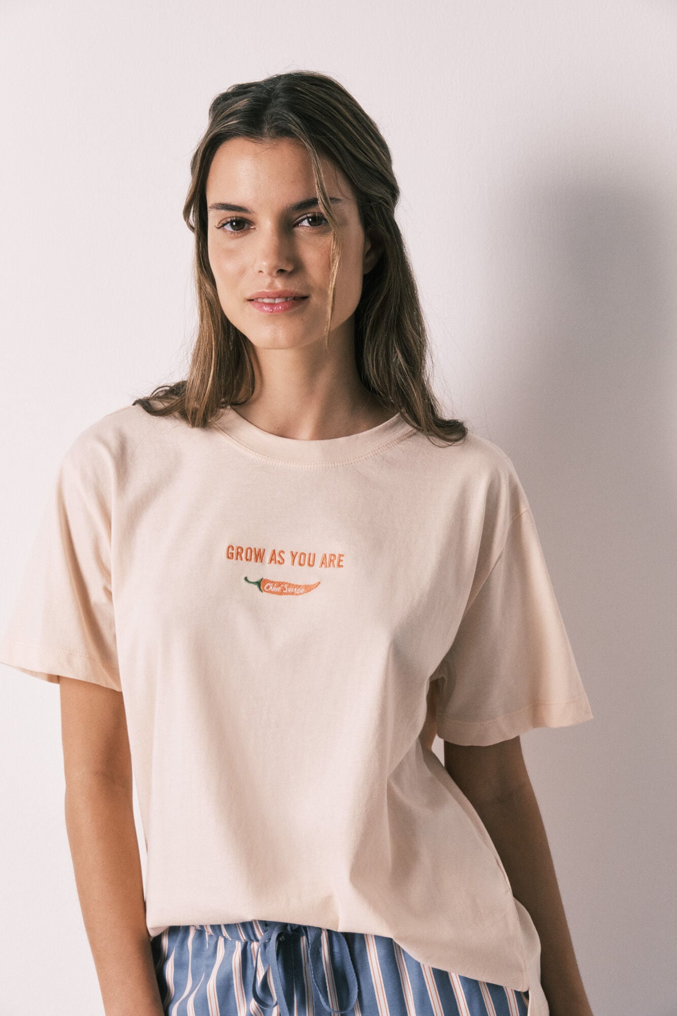 Women'secret T-shirt de manga curta 100% algod&atilde;o laranja