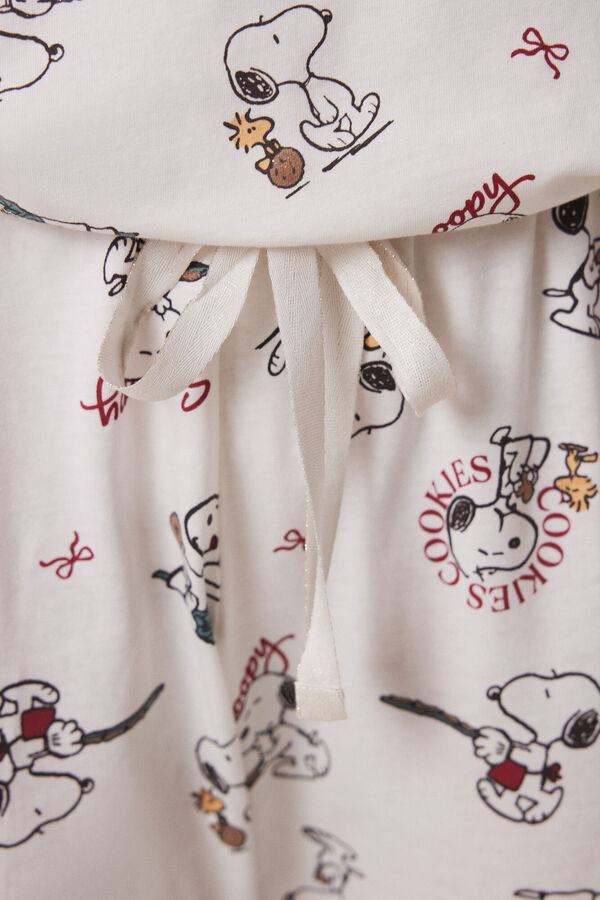Women'secret Pijama largo 100% algodón Snoopy marfil
