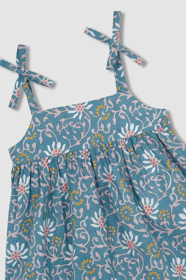 Gocco Vestido Talle Alto Con Estampado De Flores  Azul Pato azul