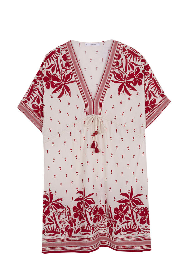 Women'secret Camisola playa estampado floral burdeos