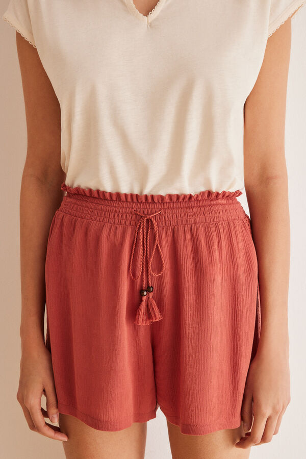 Women'secret Pantal&oacute;n corto bambula crochet naranja