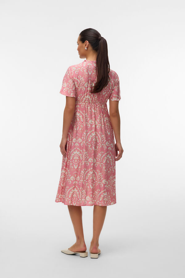 Mamalicious Vestido midi maternity e amamenta&ccedil;&atilde;o rosa