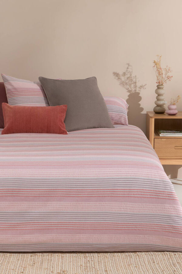 Textura Capa n&oacute;rdica riscas texturas. Cama 180-200 cm. rosa
