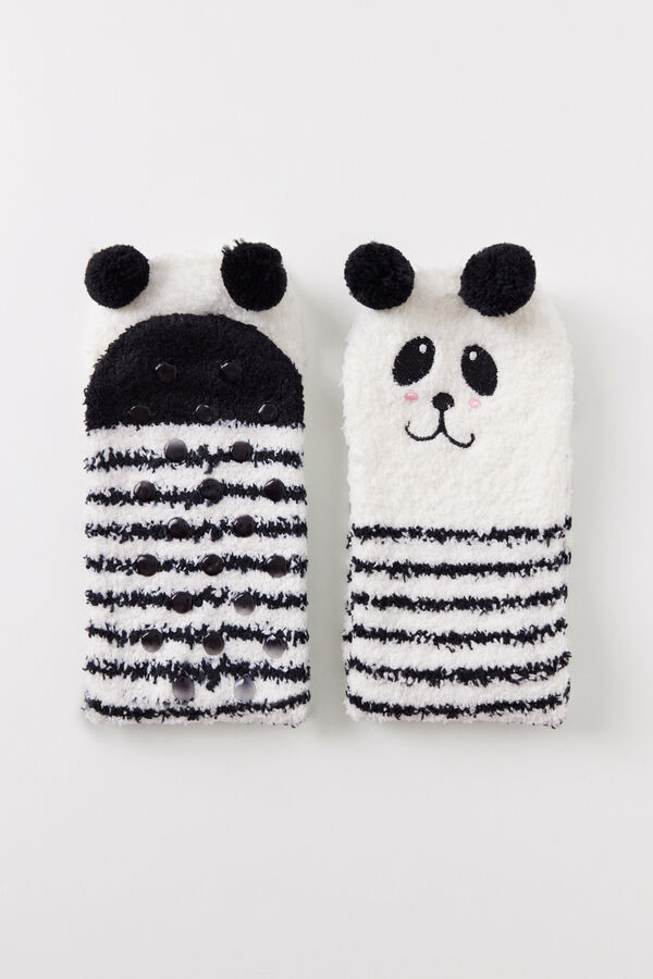 Women'secret Calcetines pelo oso panda  blanco