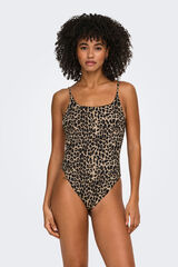 Only Fato de banho sem aros estampado leopardo cru