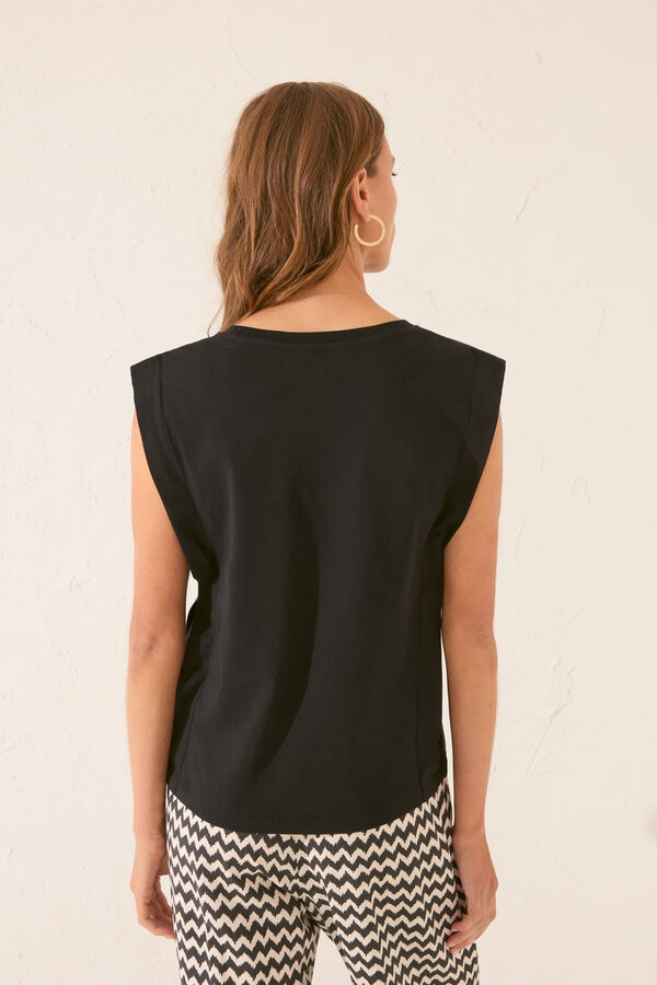 Women'secret T-shirt preta sem alças 100% algodão preto