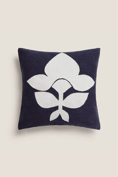Womensecret Capa travesseiro 100% algodão aplicação flor 45 x 45 cm. azul