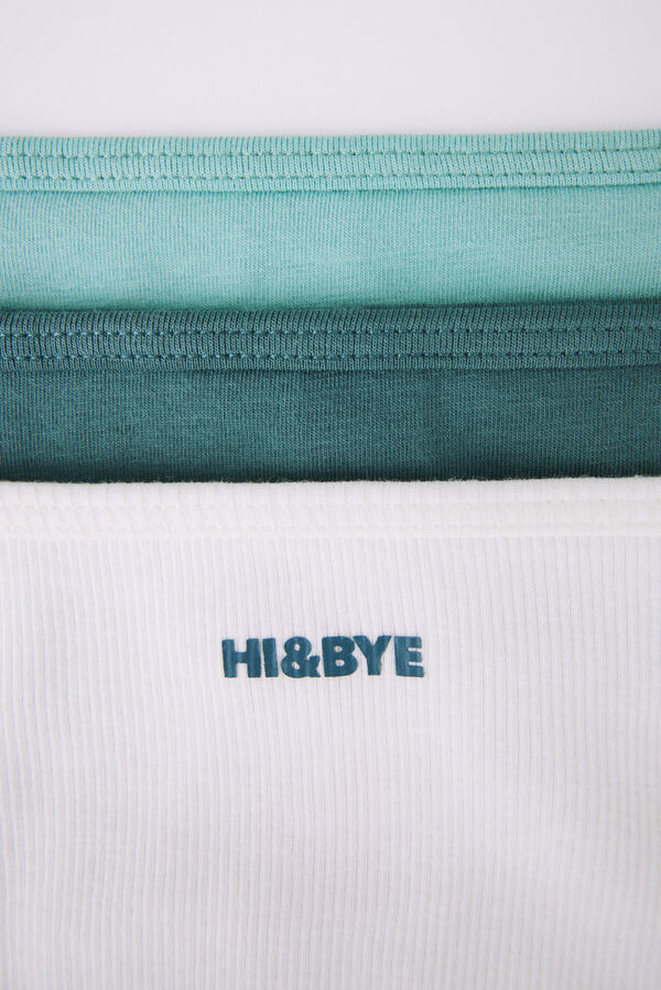 HI&BYE Pack 3 bragas brasile&ntilde;as algod&oacute;n verde, marfil y azul multicolor