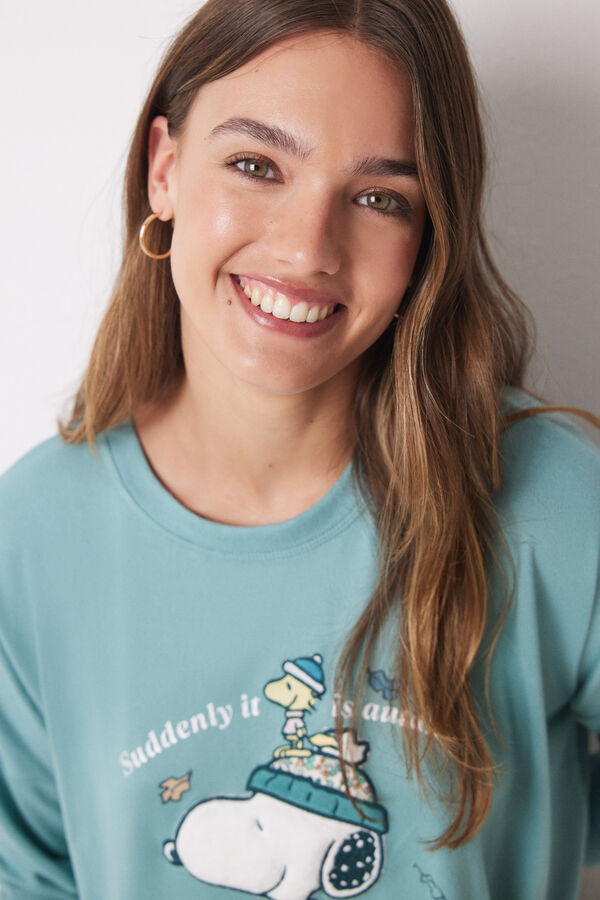 Women'secret Pijama largo soft touch verde Snoopy verde