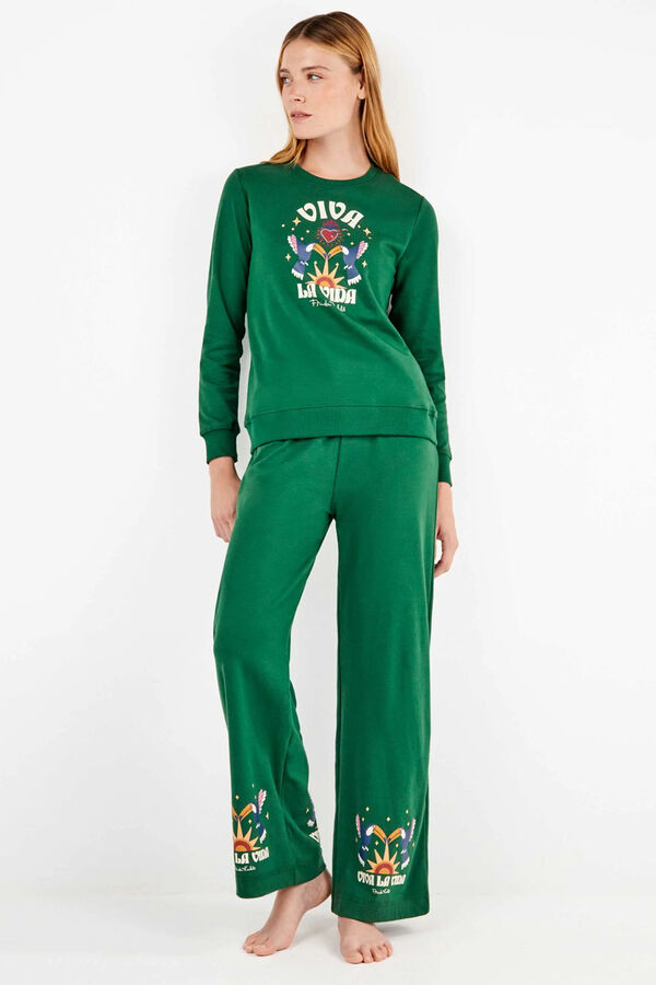 Gisela Conjunto de sweatshirt e cal&ccedil;a Frida Kahlo verde
