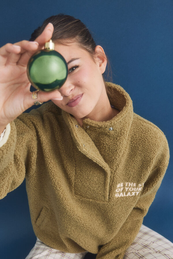 HI&BYE Sweatshirt cropped c&aacute;qui borrego bege