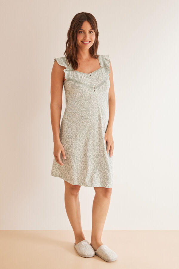 Women'secret Camis&oacute;n "maternity" algod&oacute;n flores tirante volante verde