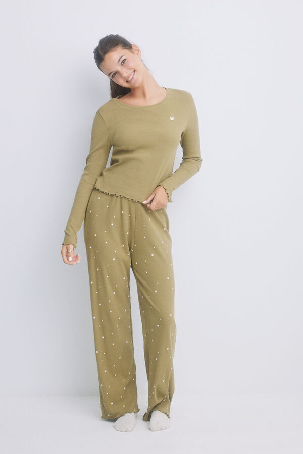HI&BYE Pijama longo c&aacute;qui bege