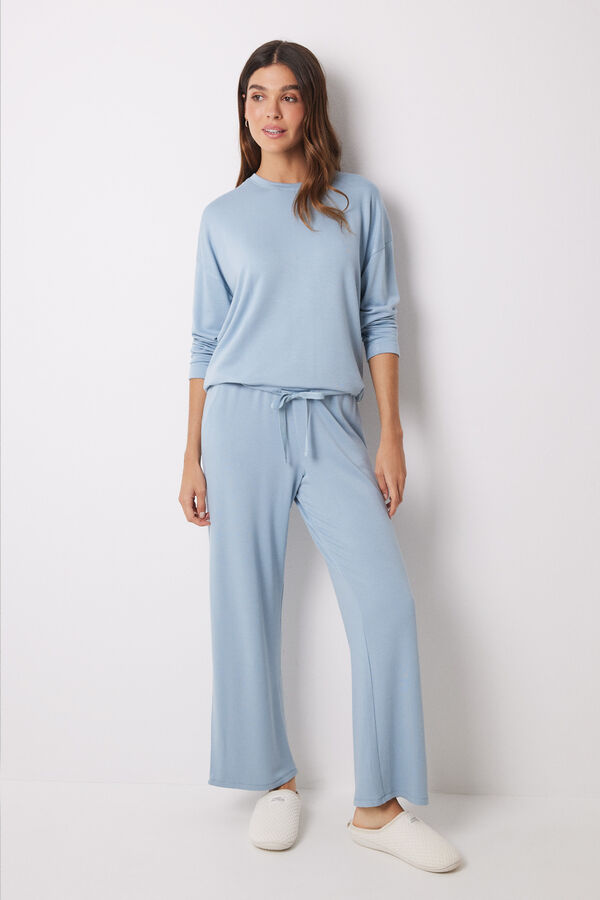 Women'secret Conjunto largo suave azul azul
