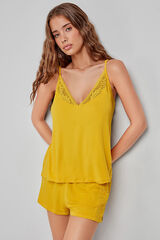 Gisela Pijama corto encaje amarillo amarillo