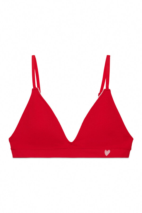 HI&BYE Soutien triangular sem costura canelado vermelho vermelho