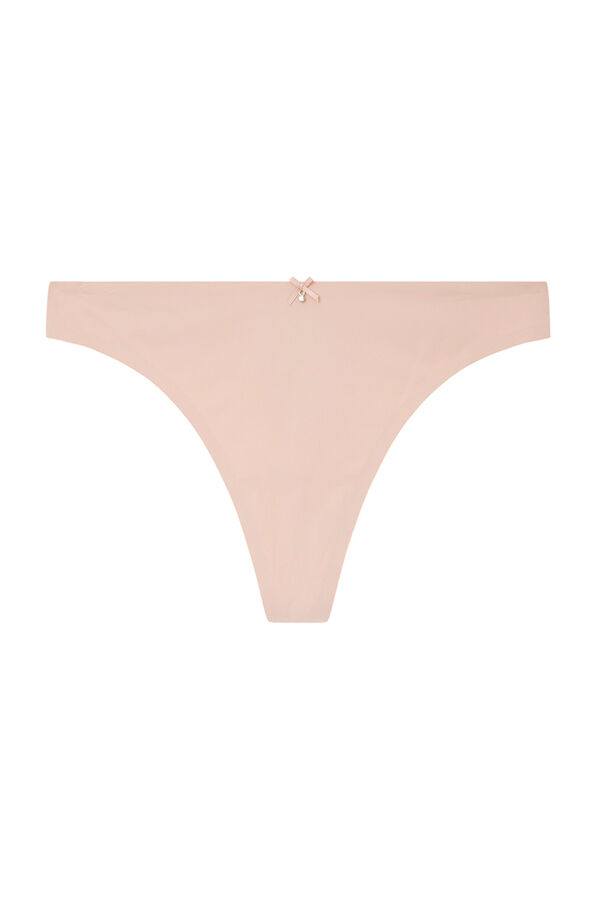 Women'secret Tanga microfibra y encaje rosa rosa