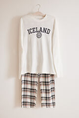 Women'secret Pijama largo hombre 100% algod&oacute;n cuadros marfil