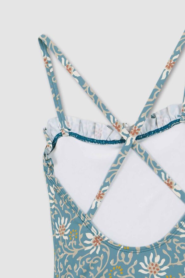 Gocco Fato de banho com estampado floral azul-claro azul