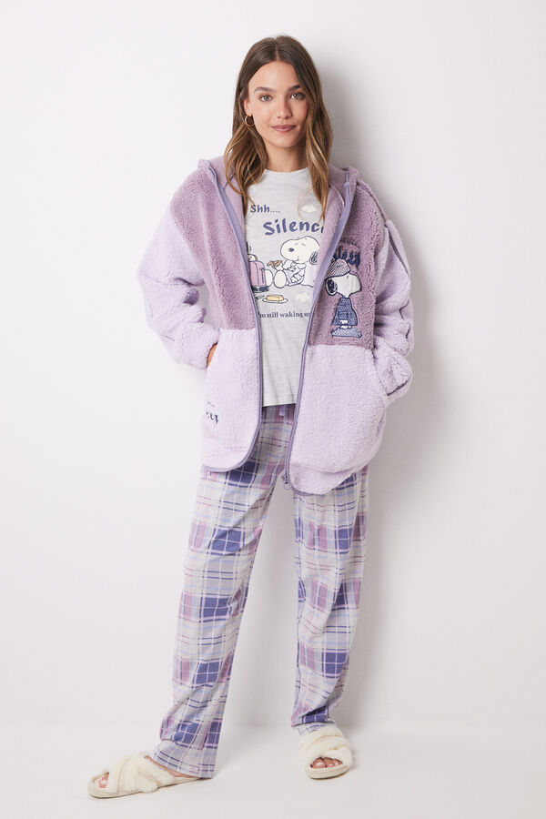 Batamanta Mujer Larga Bata Polar Con Cierre Snoopy Pijamas Para