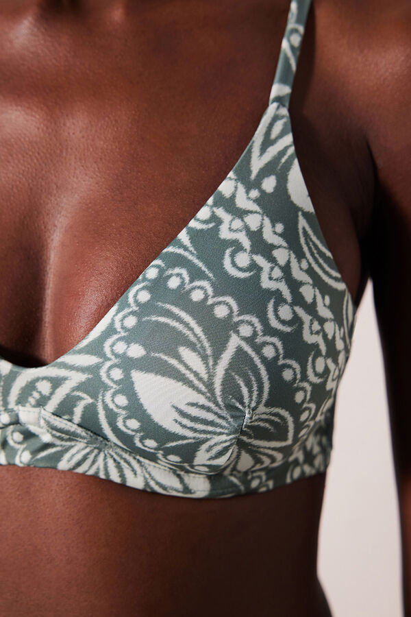 Penti Top de bikini tipo bralette con aros Camellia estampado