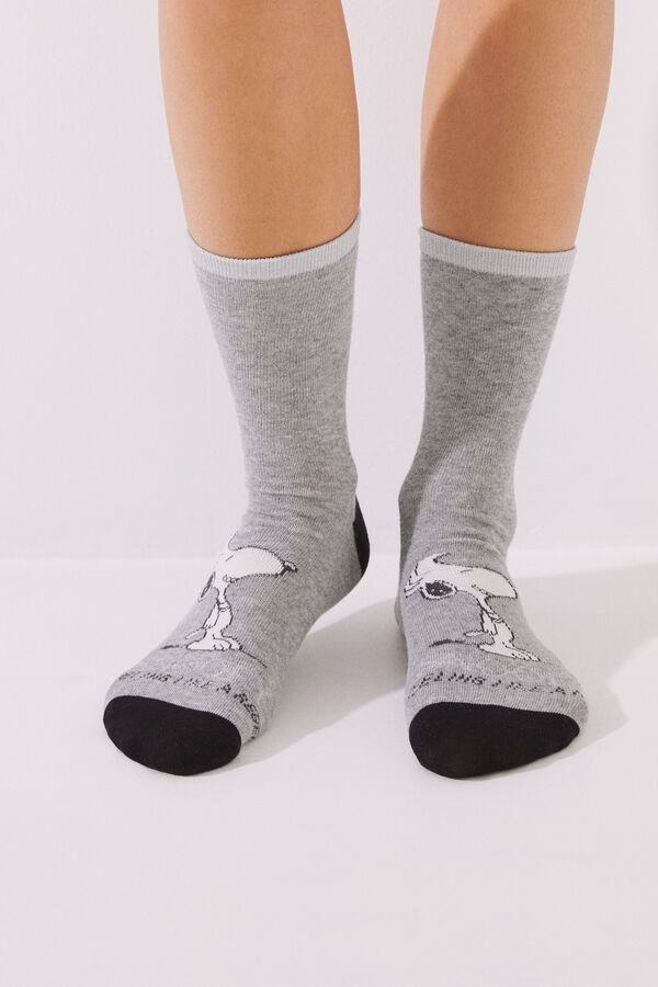 Women'secret Pack 6 calcetines algod&oacute;n Snoopy gris estampado