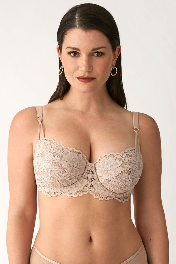 Promise Sutiã balconette com renda e aro bege