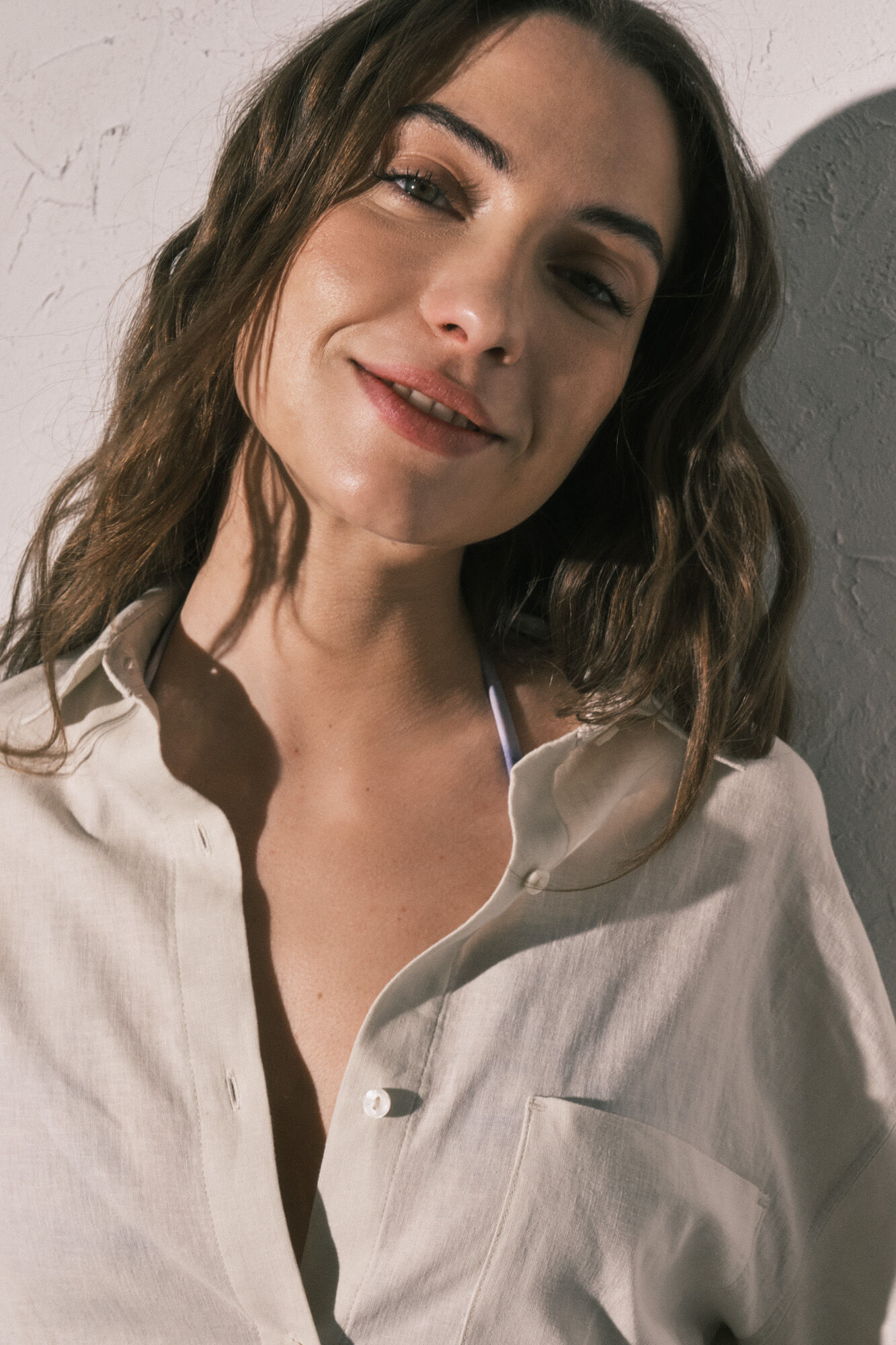 Women'secret Camisa manga larga lino blanca