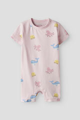 Name it Macacão manga curta com estampado de algodão orgânico rosa