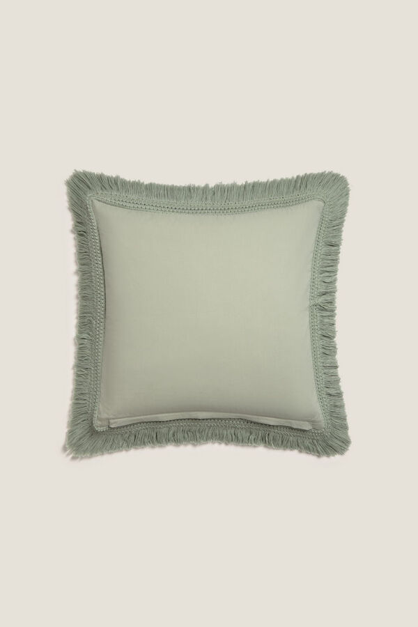 Textura Capa travesseiro algodão franjas bege