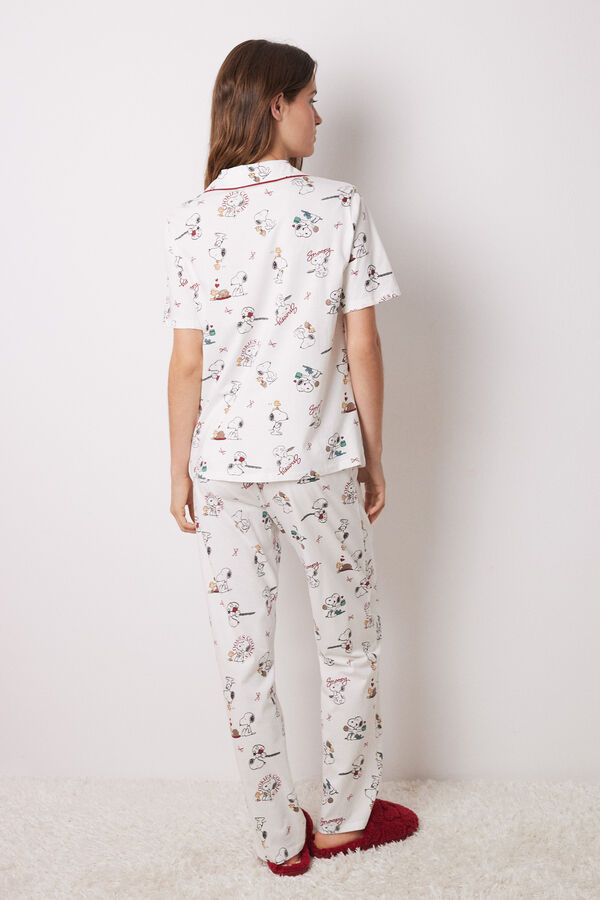 Women'secret Pijama camisero allover Snoopy marfil
