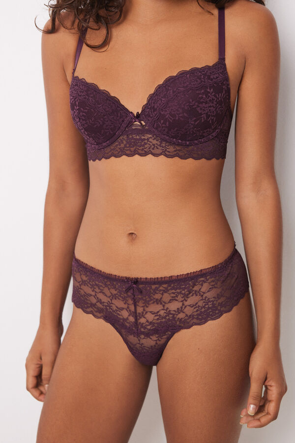 Women'secret Braga ancha brasile&ntilde;a ancha encaje burdeos morado/lila