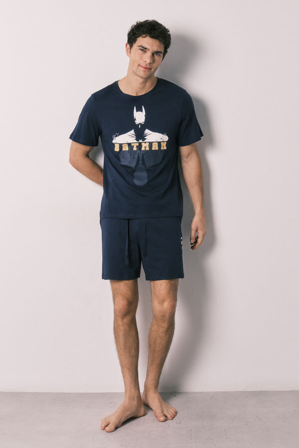 Women'secret Pijama curto de homem em algod&atilde;o Batman azul