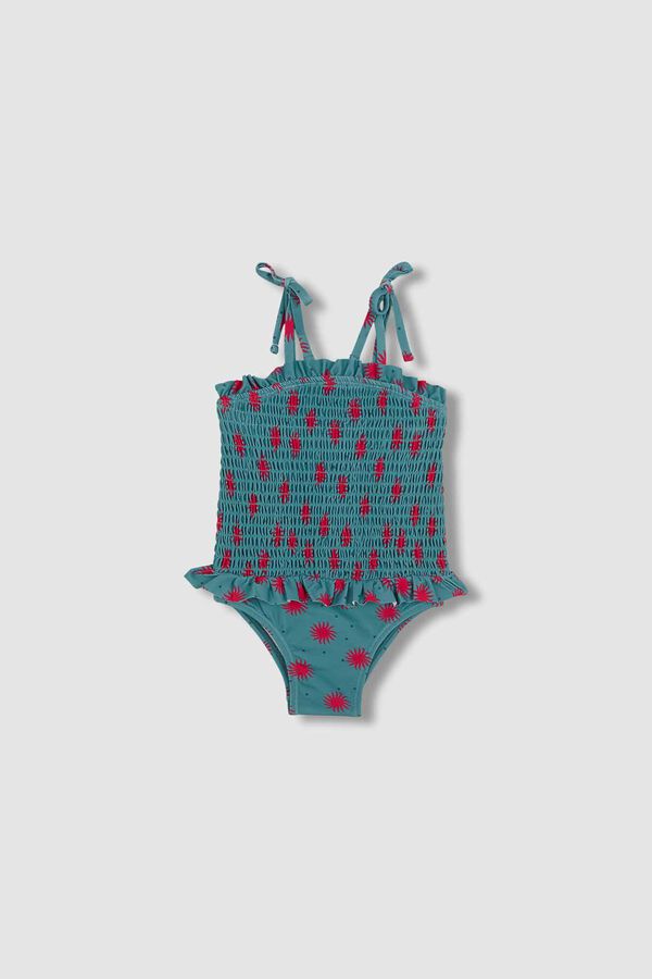 Gocco Ba&ntilde;ador smock de soles azul claro turquesa