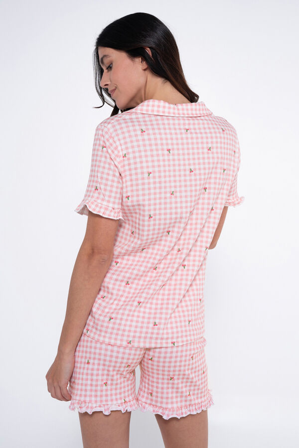 Ohma! Conjunto de pijama de pré-mamã com estampado vichy branco