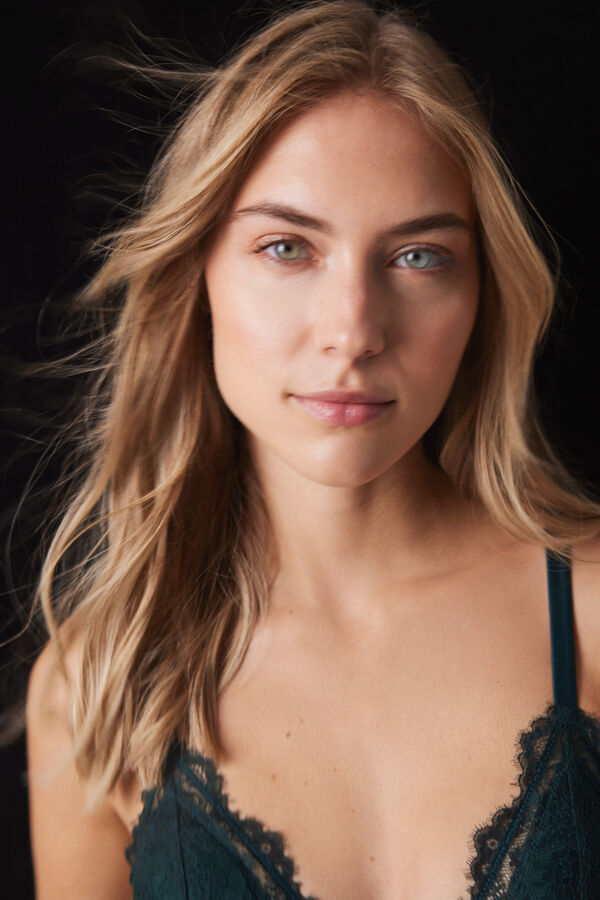 Women'secret Suti&atilde; triangular de renda com copa remov&iacute;vel verde