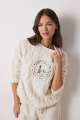 Women'secret Pijama largo borreguito y polar suave marfil