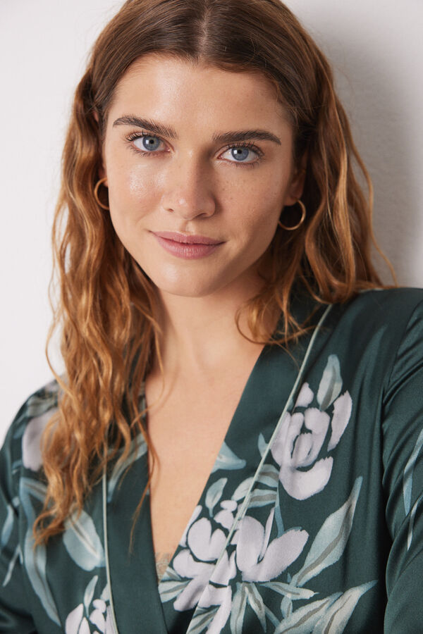 Women'secret Bata larga sat&eacute;n flores estampado