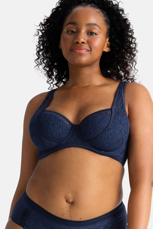 Dorina Top de bikini de ganchillo con relleno fino Kumasi azul