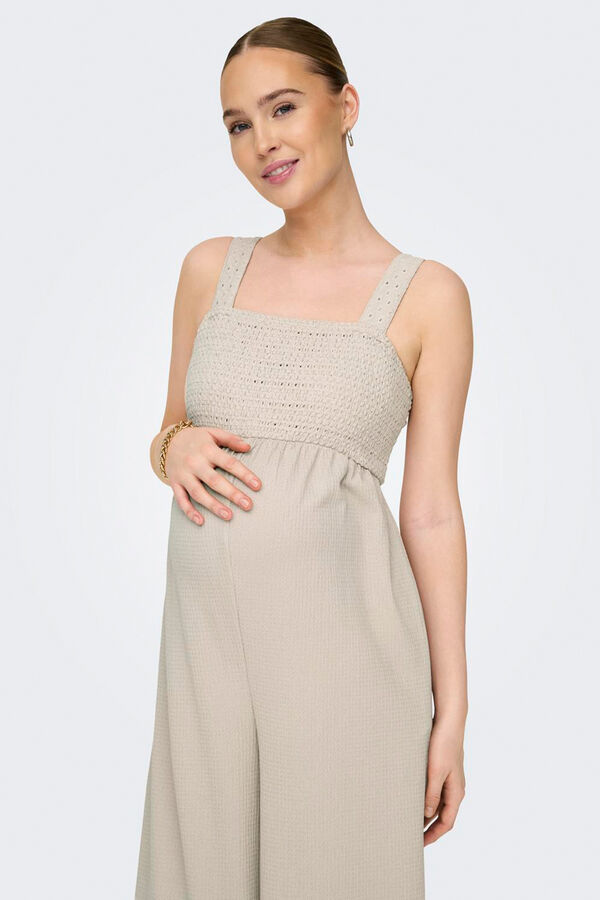 Only Maternity Mono largo maternity fruncido gris