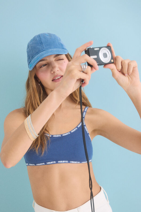 HI&BYE Top de soutien de algod&atilde;o com copas remov&iacute;veis em azul azul