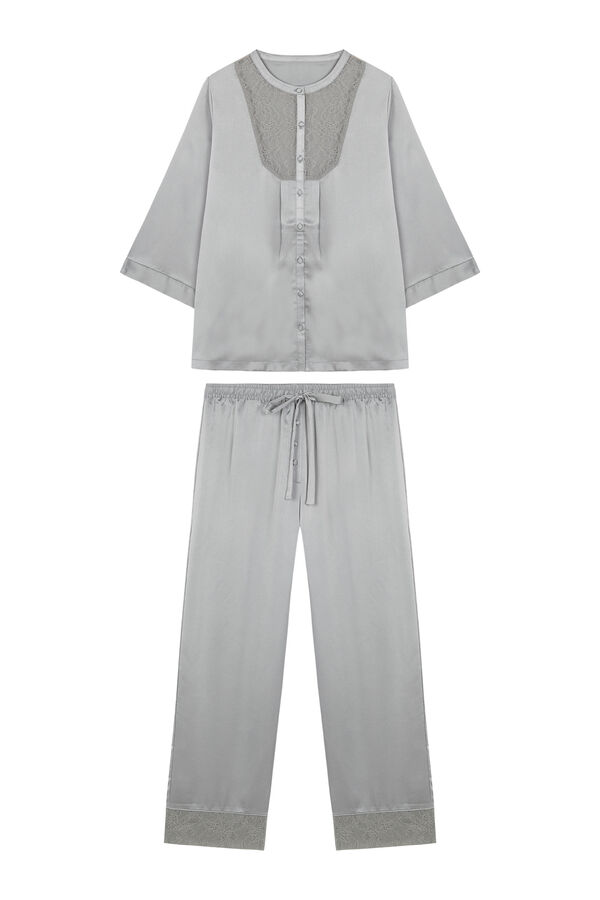 Women'secret Pijama longo de chiffon verde verde