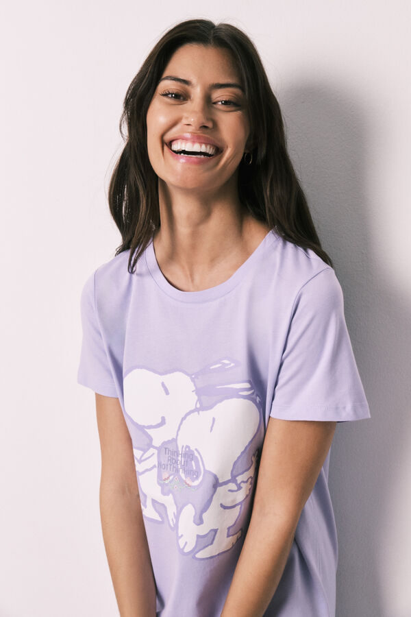 Women'secret Camis&oacute;n algod&oacute;n Snoopy lila morado/lila