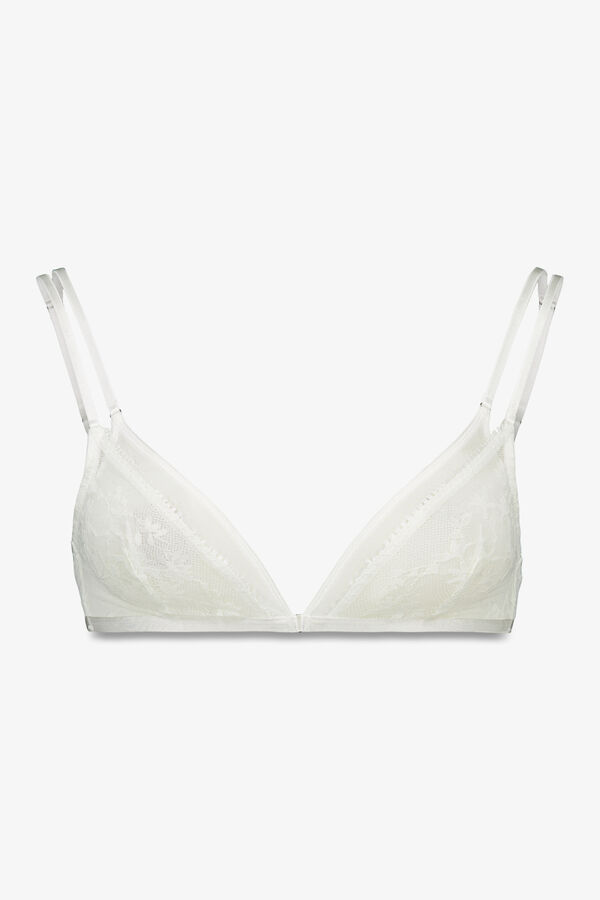 Women'secret Soutien triangular NATURAL com renda branca branco