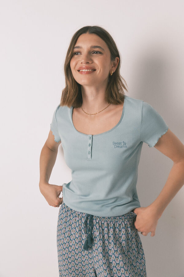 Women'secret T-shirt manga curta de algod&atilde;o verde verde
